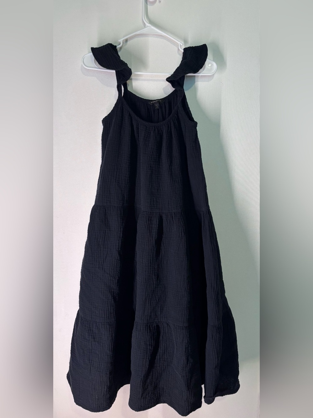 Banana Republic Black Tiered Midi Dress with Ruffle Straps